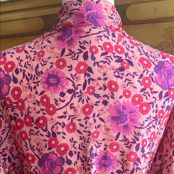 SPELL Style Long Flowy BOHO Cotton Kimono Robe Pink & Purple Floral w/ Belt NWOT - Picture 5 of 10